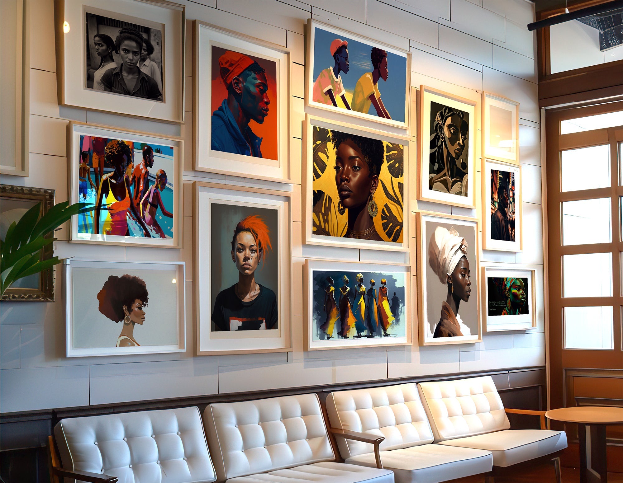 Black art print gallery wall