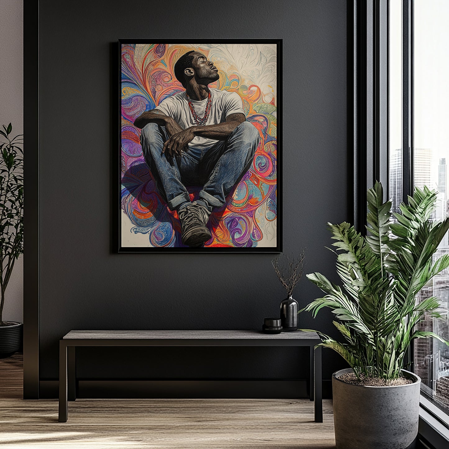 The Thinker - Black Art Print