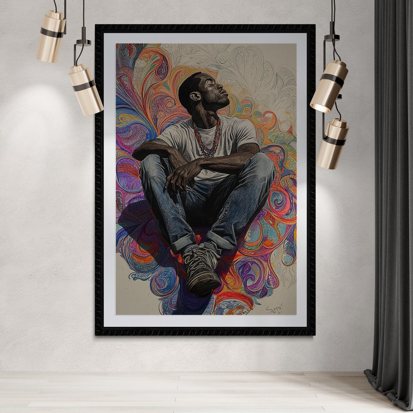 The Thinker - Black Art Print