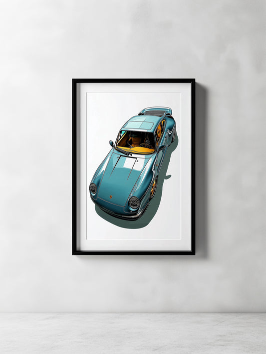 Blue Porsche 911 Wall Print